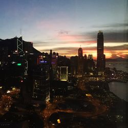 City lit up at night