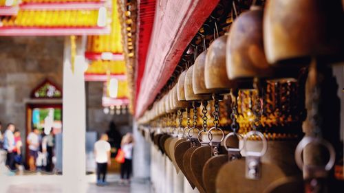 Close-up of bell at temple