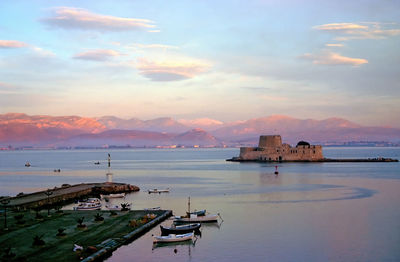 Scenic view of sea against sky during sunset