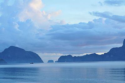 Scenic view of mountains against cloudy sky
