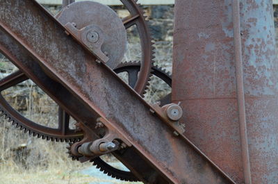 Close-up of rusty machine part