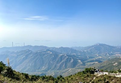 High angle view of mountains against sky