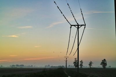 Scenic view of field against sky at sunset