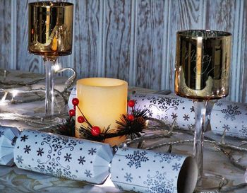 Close-up of christmas decoration on table