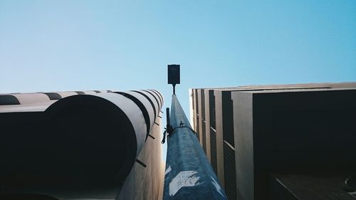 Low angle view of built structure against blue sky