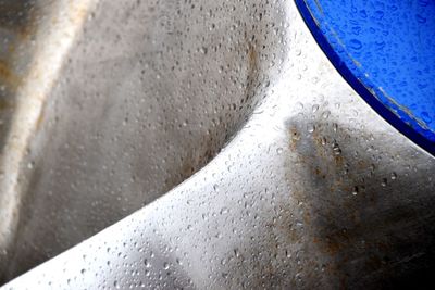 High angle view of wet car windshield