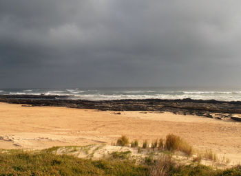 Scenic view of beach against sky