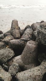 Close-up of rocks on shore