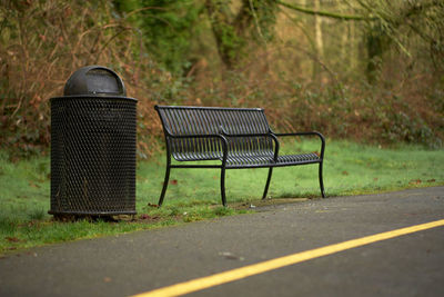 Empty bench in park