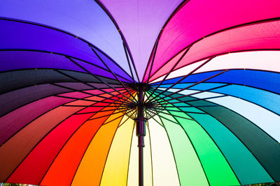 Low angle view of multi colored umbrellas