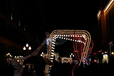 Low angle view of illuminated ferris wheel at night