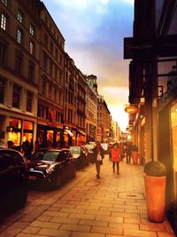 People walking on city street
