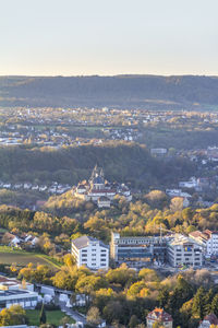 High angle view of townscape against sky