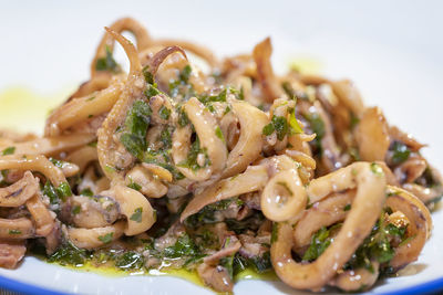 Close-up of seafood served in plate