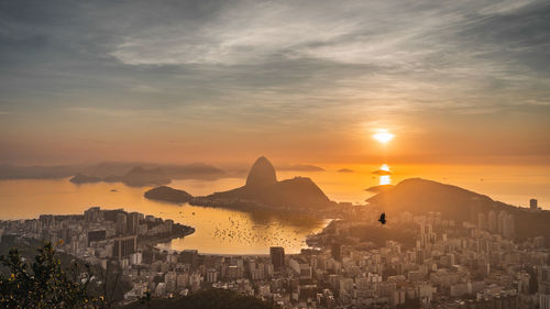 View of buildings at sunset