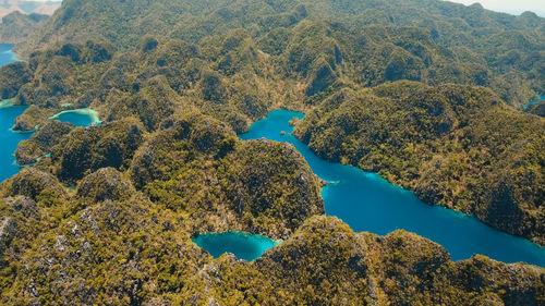 Mountain lake kayangan on a tropical island, philippines, coron, palawan.