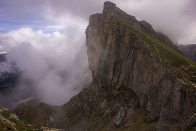 Clouds against mountain in dolomites 