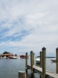 Pier on sea against sky