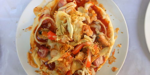 High angle view of meal served in plate