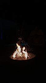 Illuminated fire in the dark