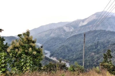 Scenic view of mountains against clear sky