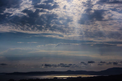 Scenic view of mountains against cloudy sky