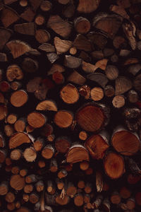 Full frame shot of logs in forest