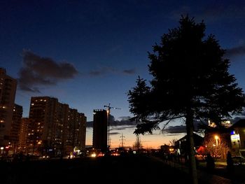 Silhouette of building at night