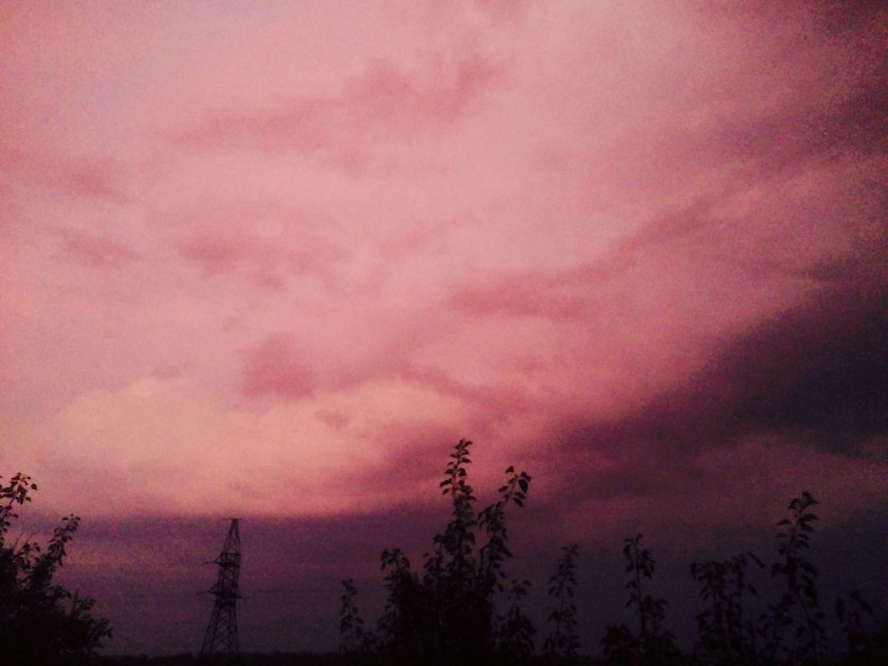 sunset, sky, silhouette, pink color, tree, cloud - sky, nature, beauty in nature, scenics, no people, low angle view, outdoors, romantic sky, architecture