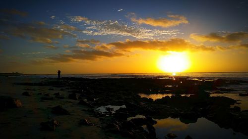 Scenic view of sea at sunset