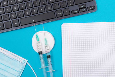 High angle view of computer keyboard on table