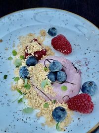 High angle view of breakfast on table