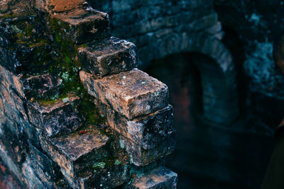 Close-up of old stone wall