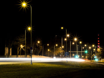 Illuminated street light at night