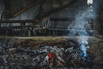 Bonfire on barbecue grill