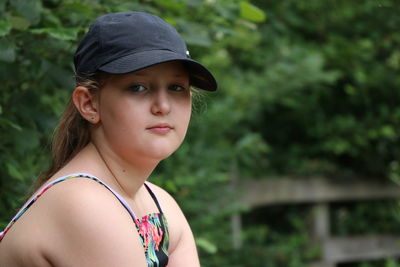 Portrait of girl wearing hat