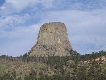 Low angle view of rock formations against sky