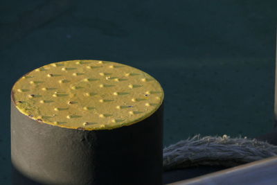 High angle view of drink on table