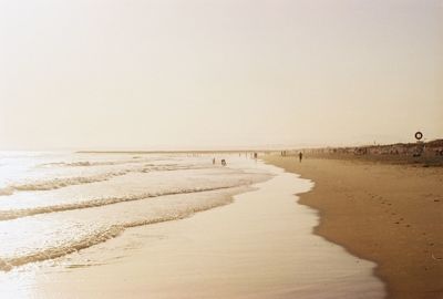 Scenic view of beach against clear sky