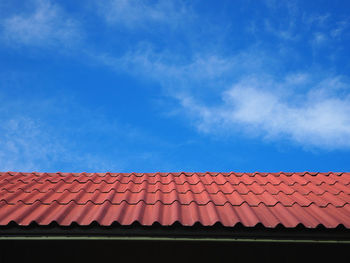 Low angle view of roof against sky
