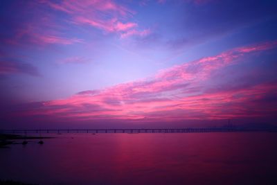 View of bridge over sea at sunset