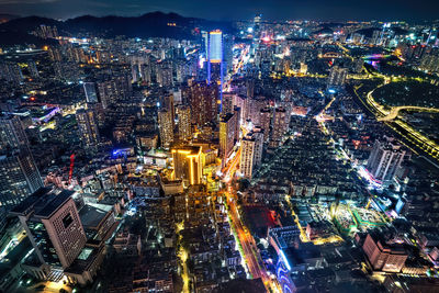 Aerial night view of shenzhen, guangdong province, china