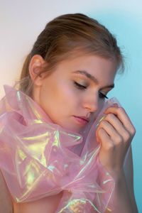 Close-up portrait of a beautiful young woman