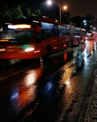 Light trails on road at night