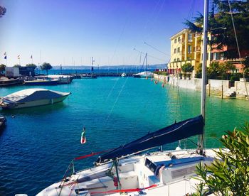 Boats in marina at harbor