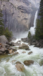 Scenic view of waterfall