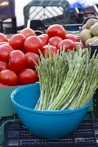 Fresh vegetables in market stall