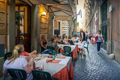 Group of people in restaurant