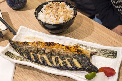 Close-up of food on table