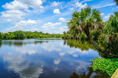 Scenic view of lake against sky